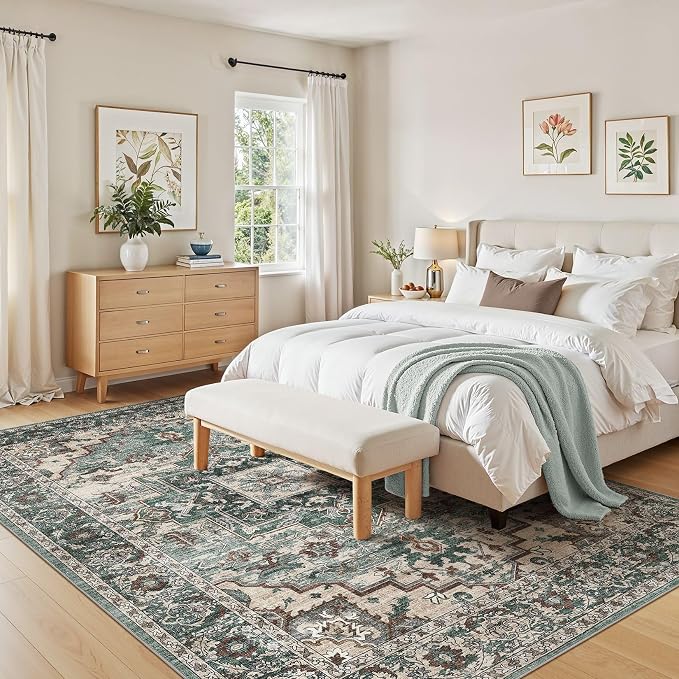9x12 Area Rugs Living Room: Washable Vintage Rug Large Non-Slip Stain Resistant - Image 7