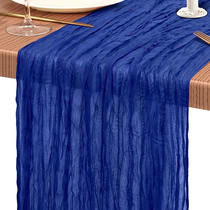 4 Pack Cheesecloth Table Runner 10FT Royal Blue Table Runner Boho Gauze Cheese - Image 9