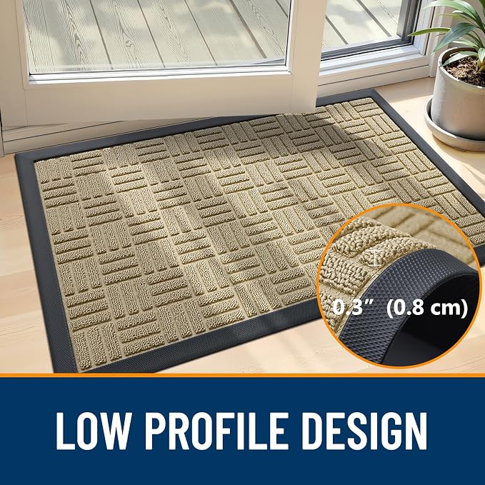 OLANLY Front Door Mat Outside Entrance 59x34, Heavy Duty Sturdy Natural Rubber - Image 5