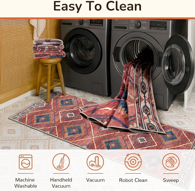BESTSWEETIE Area Rug 2x8 Rug Machine Washable Non-Slip Low Pile Print Pattern - Image 5