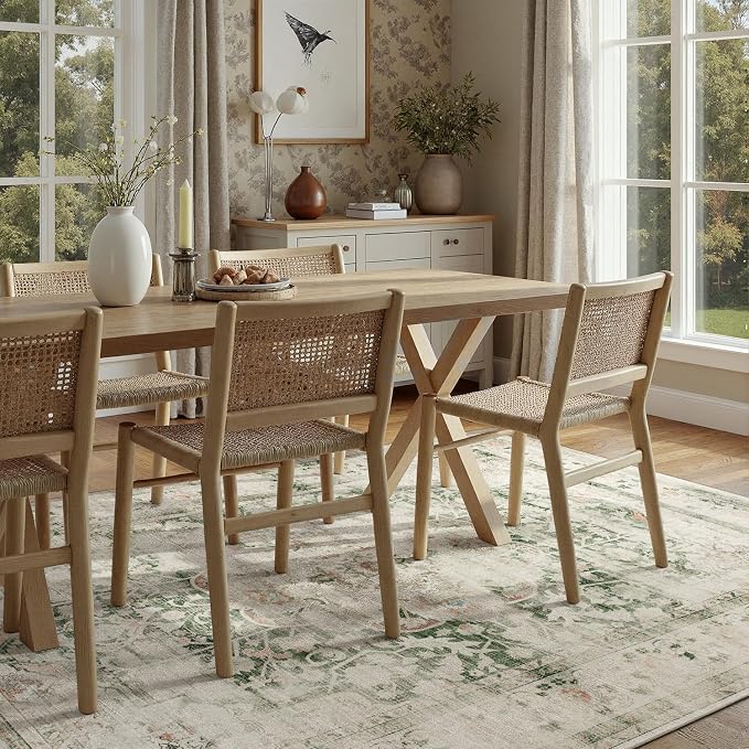 DCX 6x9 Green Rug, Machine Washable Stain Resistant Distressed Vintage Rug - Image 3