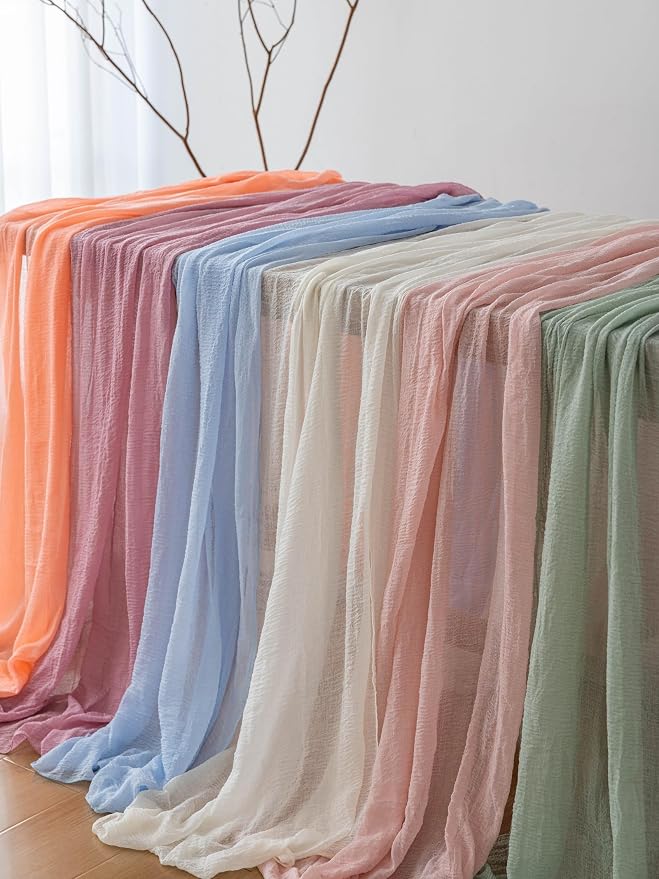 6Pcs Pink Cheesecloth Table Runner 120 Inches - Image 6