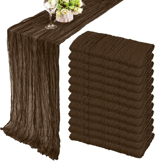 12 Pack 10Ft Cheesecloth Table Runner 35x120 Inch Boho Gauze Table Runner by Fivenl