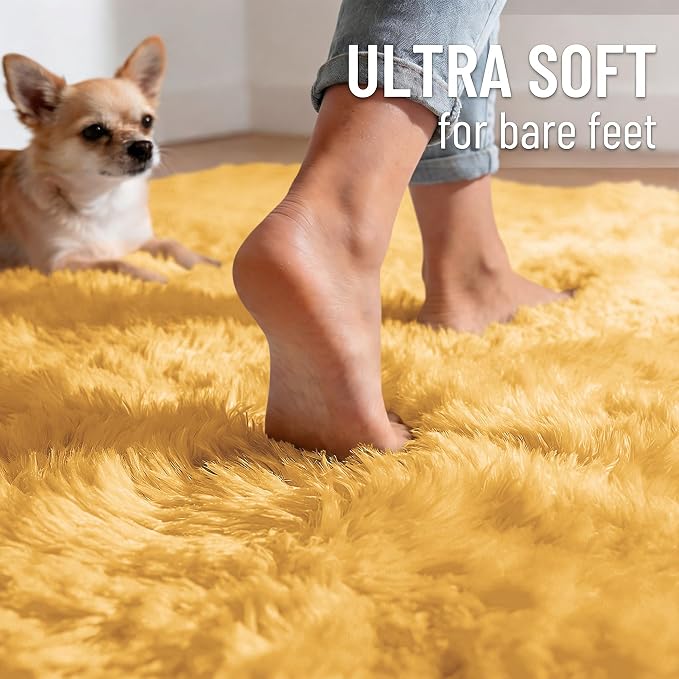 OLANLY 3x5 Machine Washable Small Bedside Rug, Soft Fluffy Shaggy Rugs - Image 4