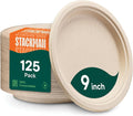100% Compostable Paper Plates, Heavy Duty Disposable Plates 9 Inch Plates by StackMan