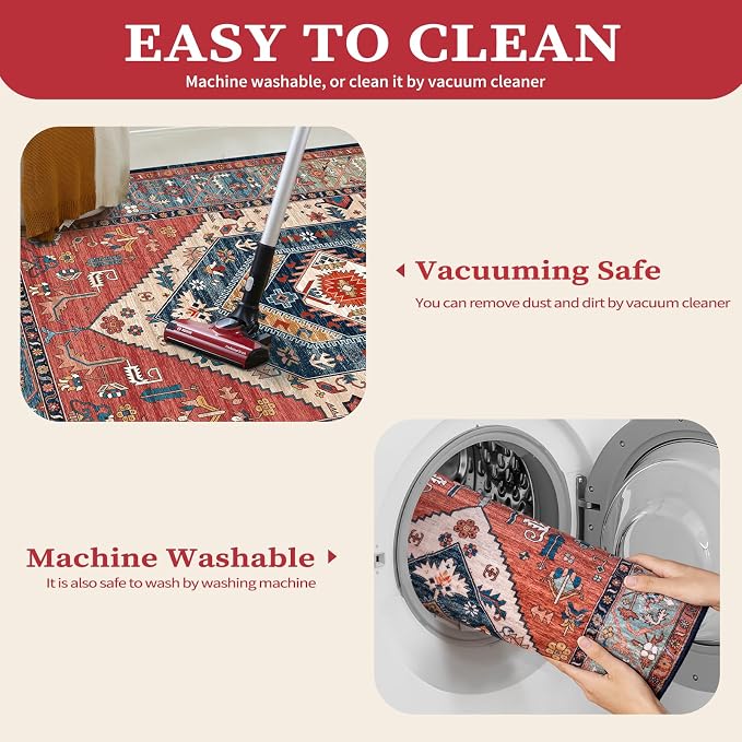 SERISSA Boho Area Rugs for Entryway, 3x4 Washable Non-Slip Kitchen Rug - Image 4