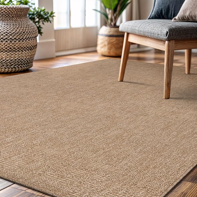 CAMILSON Easy Jute Rug 6x9, Indoor Outdoor Natural Color Fiber Area Rugs - Image 6