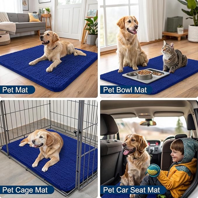 Smiry Dog Door Mat for Muddy Paws 30x20, Absorbent Dirt Trapper, Non-Slip - Image 6