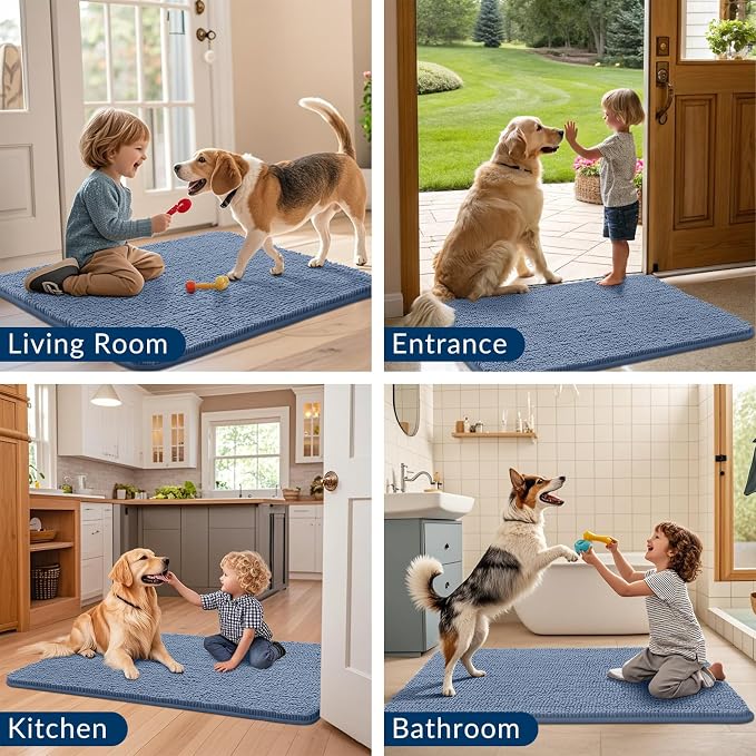 Smiry Dog Door Mat for Muddy Paws 44x24, Absorbent Dirt Trapper, Non-Slip - Image 7