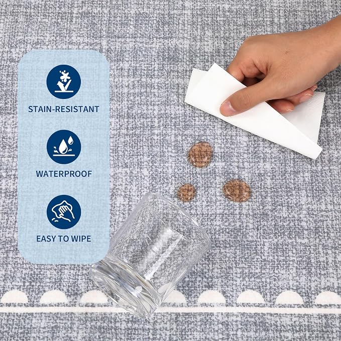 GarveeHome Scalloped Bow Rug for Living Room, Solid Grey Rug for Dorm, Washable - Image 8