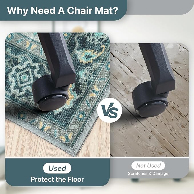 36"x48" Office Chair Mat for Hardwood Tile Floor, Under Desk Carpet Protector - Image 4