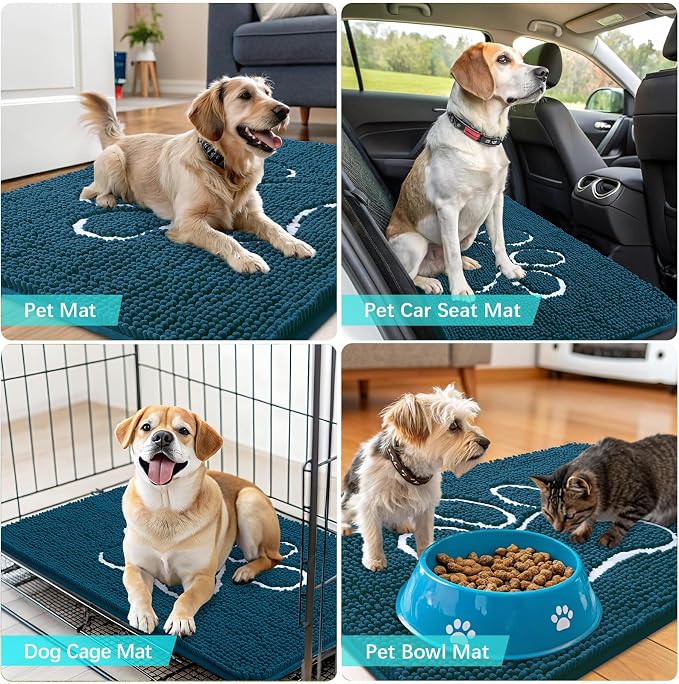 OLANLY Dog Door Mat for Muddy Paws 59x32, Paw Print Design, Absorbs Moisture - Image 7