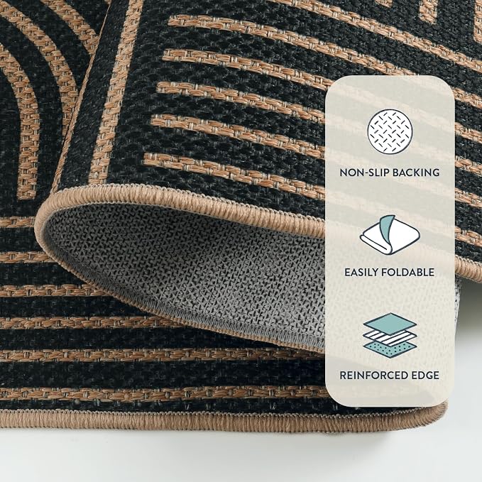 Lahome Enfys Modern Geometric Outdoor Easy Jute Rug, 3x5 Indoor Outdoor Rugs - Image 5