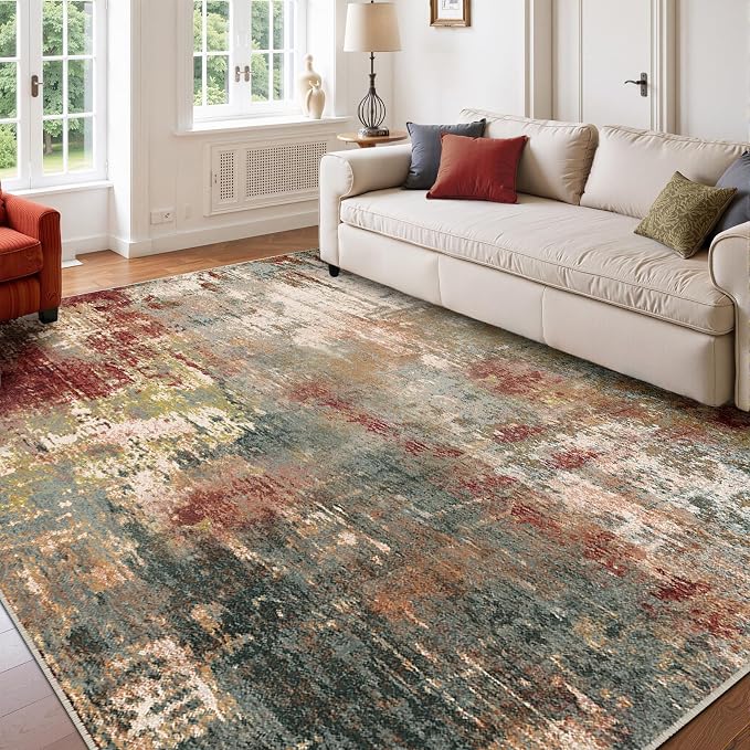RELEANY Washable Area Rugs 6'x8' Non-Slip Modern Abstract Soft by RELEANY