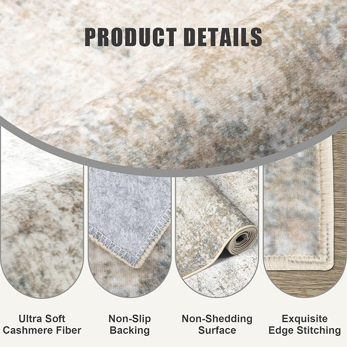 Washable Area Rug 3x5 Entryway Rug: Washable Modern Abstract Soft Thin Rug - Image 6