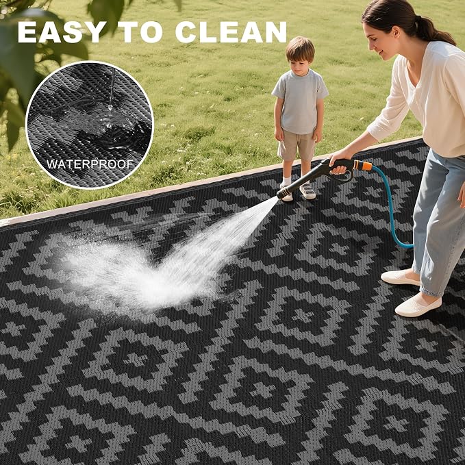 RURALITY Outdoor Rugs 5x8 Feet for Patios Clearance, Plastic Straw Waterproof - Image 5