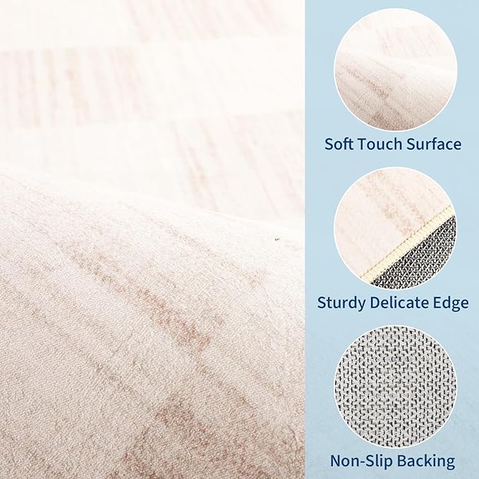 GarveeHome Beige Checkered Rug 2x3 Washable Rug Non-Slip - Image 6