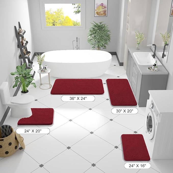 OLANLY Bathroom Runner Rugs 47x20, Extra Soft Absorbent Chenille Bath Rugs - Image 8