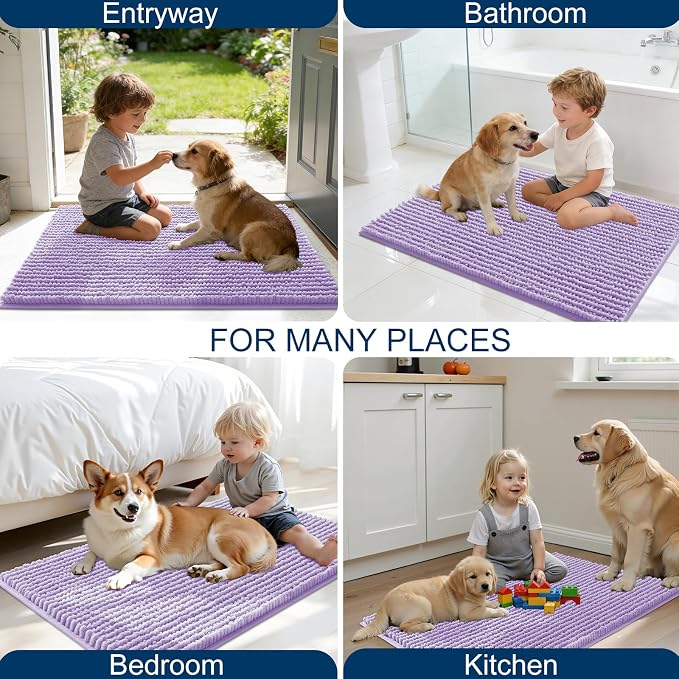 OLANLY Dog Door Mat for Muddy Paws 59x35, Ultra Absorbent Chenille Mud Doormat - Image 8
