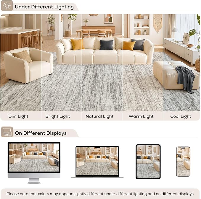 Nakagishi 6X8 Area Rugs Living Room: Washable Large Vintage Rug Neutral - Image 9