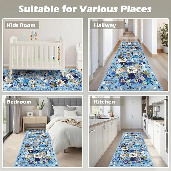 Rug for Hallways Kitchen Runner 2x8, Non Slip Washable Rugs - Image 3