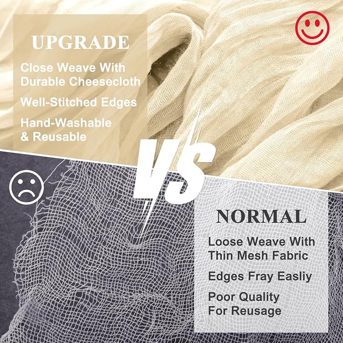 Cheesecloth Table Runner Beige 10FT Boho Gauze Runner, 3 Pack | 120 Inch Cheese - Image 4