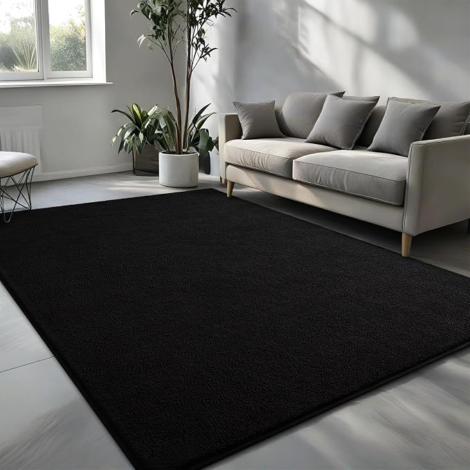 Pettop 7x10 ft Black Area Rugs for Bedroom Living Room, Washable Memory Foam - Image 2