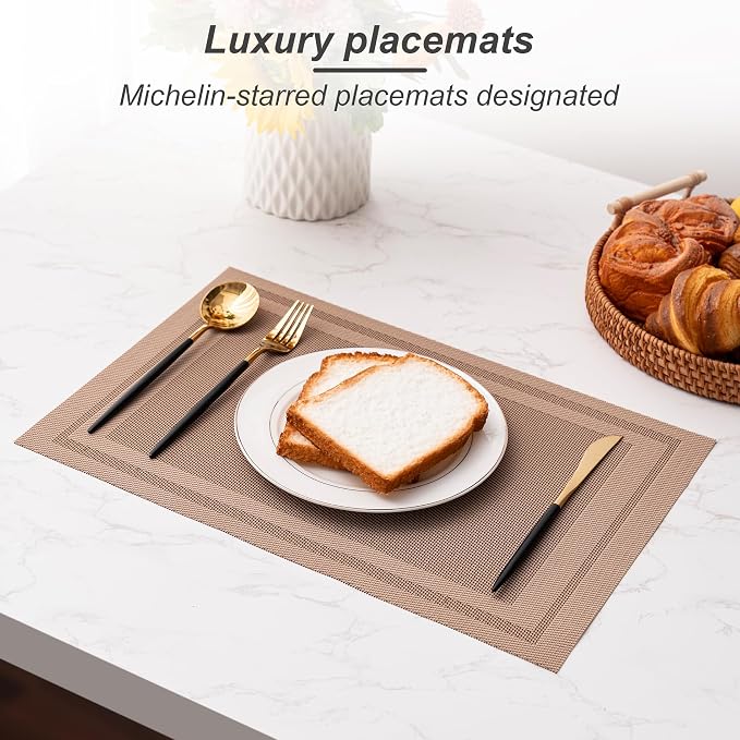 Placemats Set of 6 Washable Indoor | Outdoor Vinyl Place Mats - Image 5