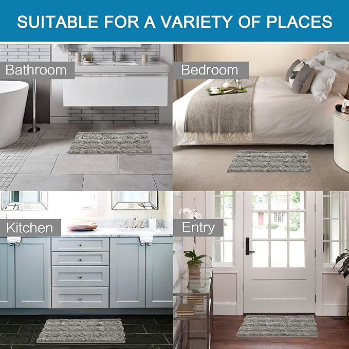 Non Slip Thick Shaggy Chenille Bathroom Rug Mat Set Extra Soft and Absorbent - Image 6