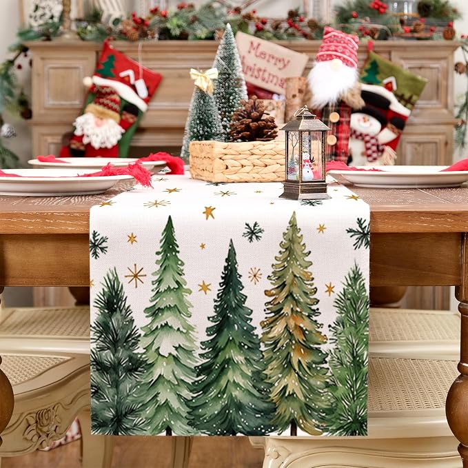 Christmas Table Runner 13x90 Inch, Xmas Tees Snowflakes Holiday Decorative - Image 3