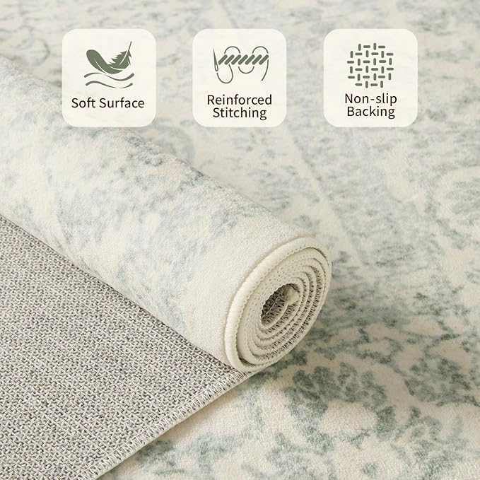 Rugxara 5X7 Washable Area Rug for Living Room, Vintage Large Boho Rugs for - Image 5