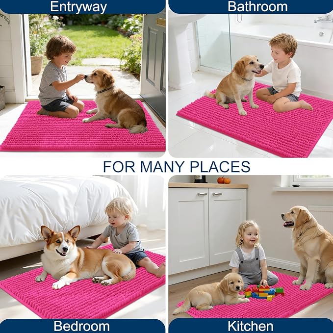 OLANLY Dog Door Mat for Muddy Paws 24x16, Ultra Absorbent Chenille Mud Doormat - Image 8