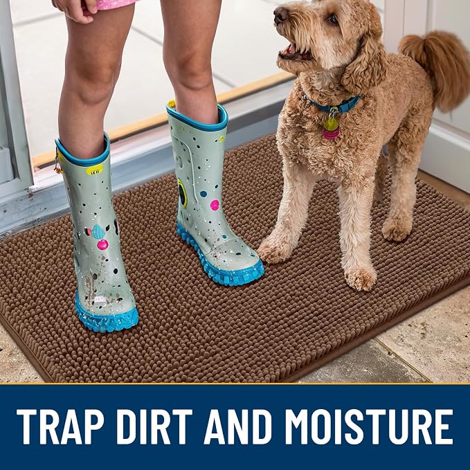 Smiry Dog Door Mat for Muddy Paws 47x32, Absorbent Dirt Trapper, Non-Slip - Image 3