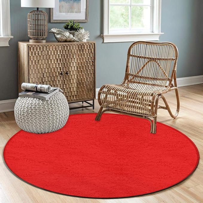Machine Washable Modern Round Area Rug, Room Sofa Yoga Soft Round Carpet - Image 3