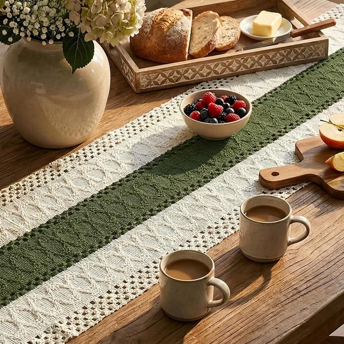 Artoid Mode Army Green Farmhouse Rustic Table Runner 12x72 Inch | Seasonal - Image 3