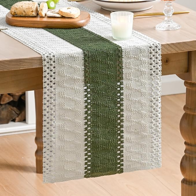 Artoid Mode Army Green Farmhouse Rustic Table Runner 12x72 Inch | Seasonal by ArtoidMode