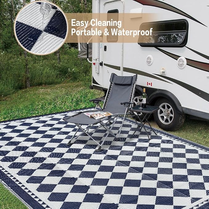 HUGEAR Outdoor Waterproof Rug 8'x10' Plastic Straw Rugs Washable Reversible - Image 5