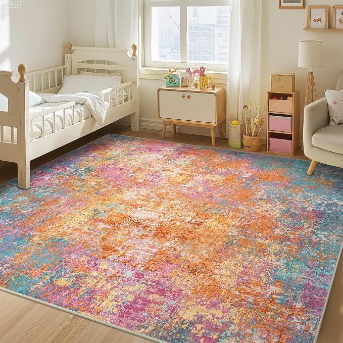 RELEANY Washable Area Rugs 8'x10' Non-Slip Modern Abstract Soft - Image 2