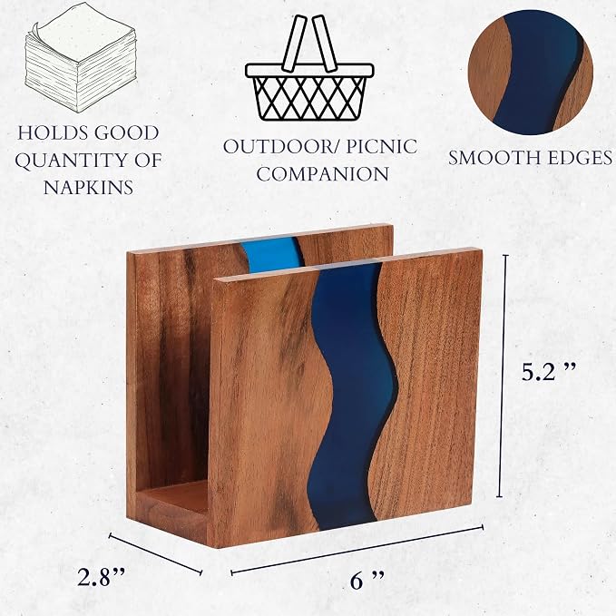 Acacia wood & Transparent Epoxy resin Napkin holder - Image 5