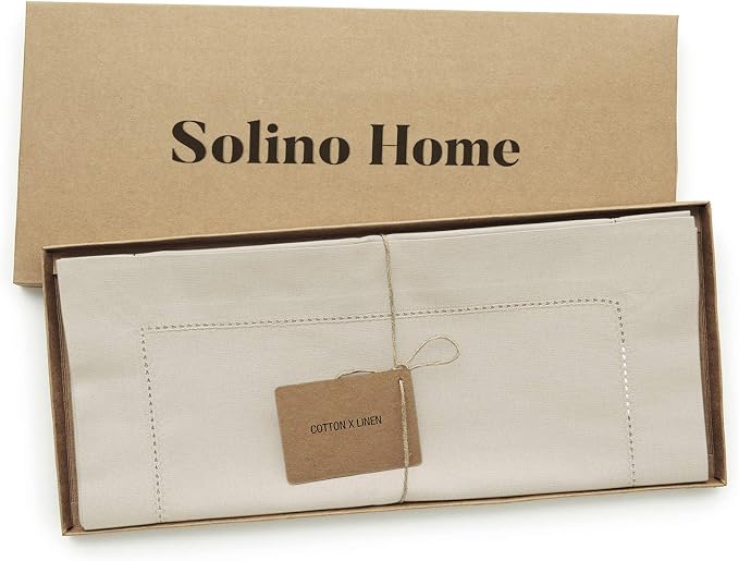 Solino Home Cotton Linen Dining Table Runner Linen Hemstitch, 14 x 120 in | - Image 4