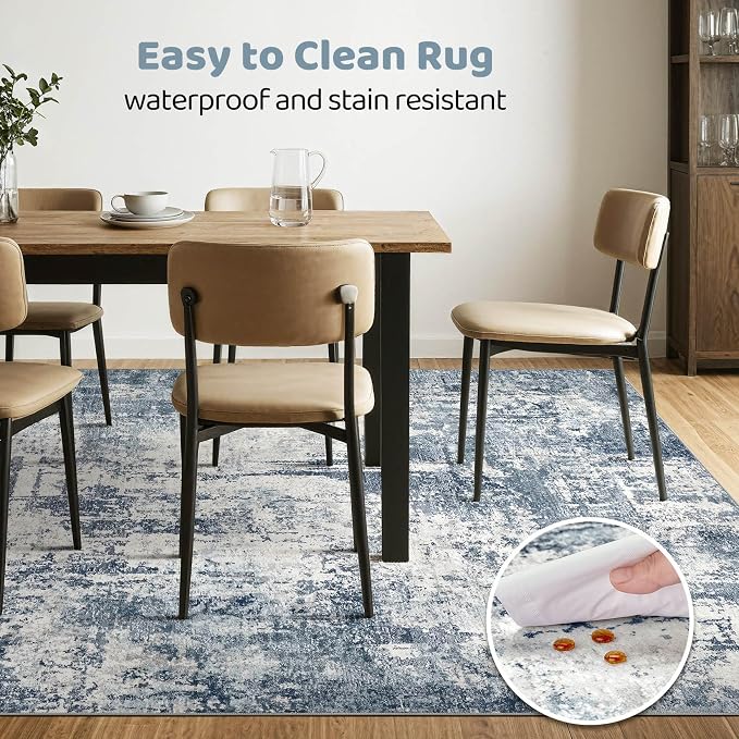 7x9 Area Rug Living Room: Washable Large Abstract Modern Soft Rug Stain - Image 6