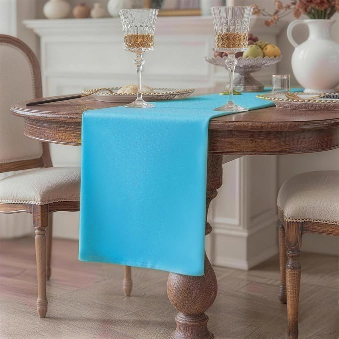 Teal Table Runner, Waterproof Washable Runners 72 Inches Long | Reusable 12x72 - Image 2