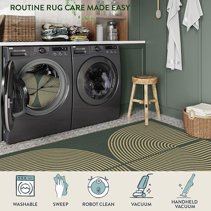Lahome Enfys Modern Rainbow Easy Jute Entryway Runner Rug, Washable Carpet - Image 5