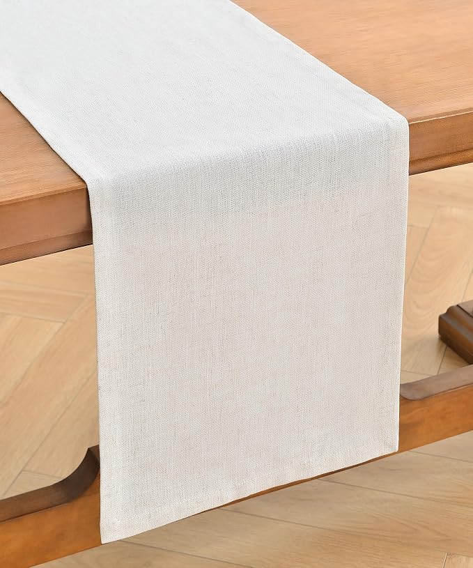 Wracra Linen Table Runner, Burlap Cream Table Runners 36 Inches Long | Rich - Image 7
