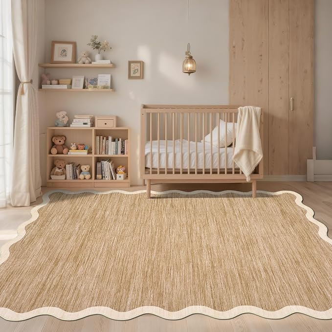 GarveeHome Scalloped Washable Area Rug 4x6 Small Entryway Rug Non Slip Modern - Image 2