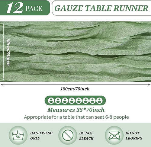 12 Pack Cheesecloth Table Runner 35 x 72 inch Long Boho Cheese Cloth Table - Image 2