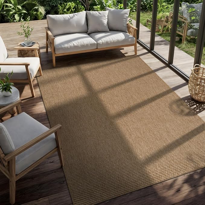 CAMILSON Easy Jute Rug 5x7, Indoor Outdoor Natural Color Farmhouse Area Rugs - Image 9