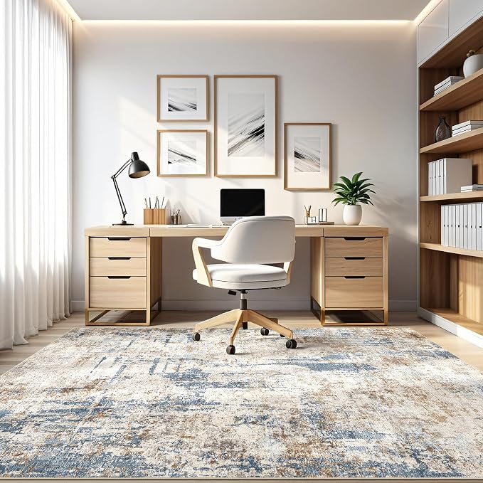 6x8Ft Area Rug Washable Rugs: Living Room Large Abstract Modern Soft Stain - Image 8
