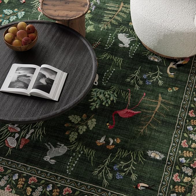 Machine Washable Rugs for Living Room: 5x7 Area Rugs for Bedroom Vintage Rugs - Image 3