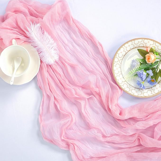 6 Pack Pink Cheesecloth Table Runner 35 x 120 Inch | Boho Gauze Cheese Cloth - Image 6